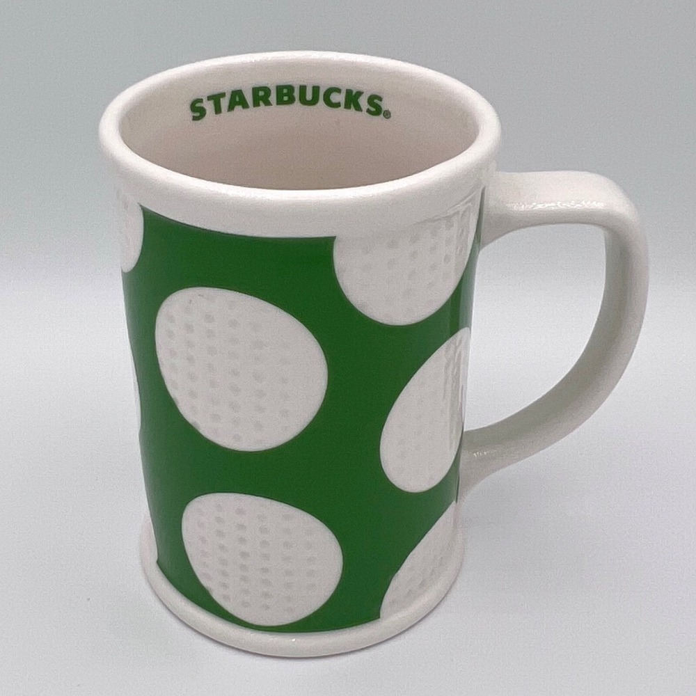 Starbucks Coffee Mug Golf Balls Green‎ Dimpled 16 oz LARGE  5" 2006 Vintage